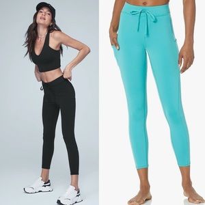 ALO Yoga Black and Aqua Leggings